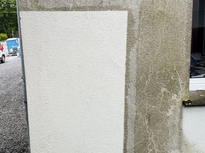 Fassadenreinigung Putzfassade Aachen, Musterfläche